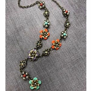 String of Colorful Enamel Flowers Necklace-NWT-Boutique